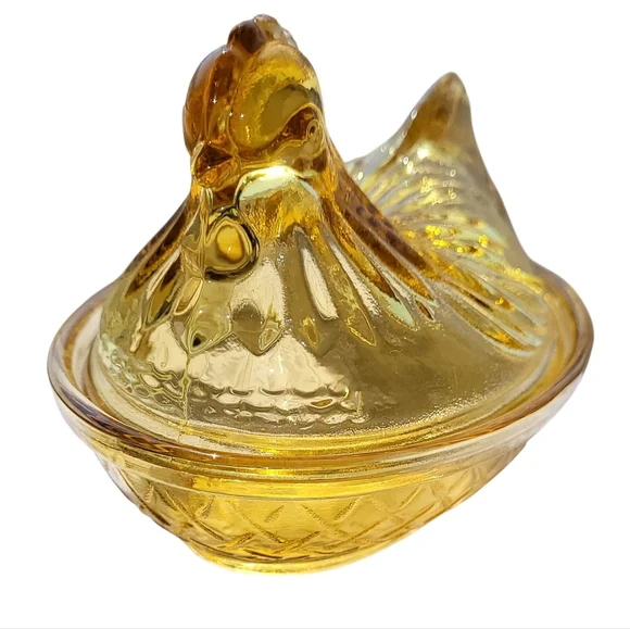 Hazel Atlas Amber Hen On Nest - Picture 2 of 12